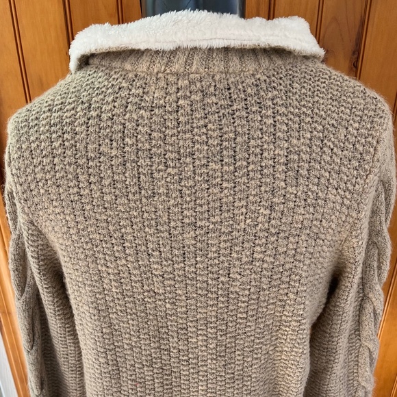 Adrienne Vittadini Sherpa Lined Cable Knit 1/4 Zip Sweater Small - Picture 4 of 6